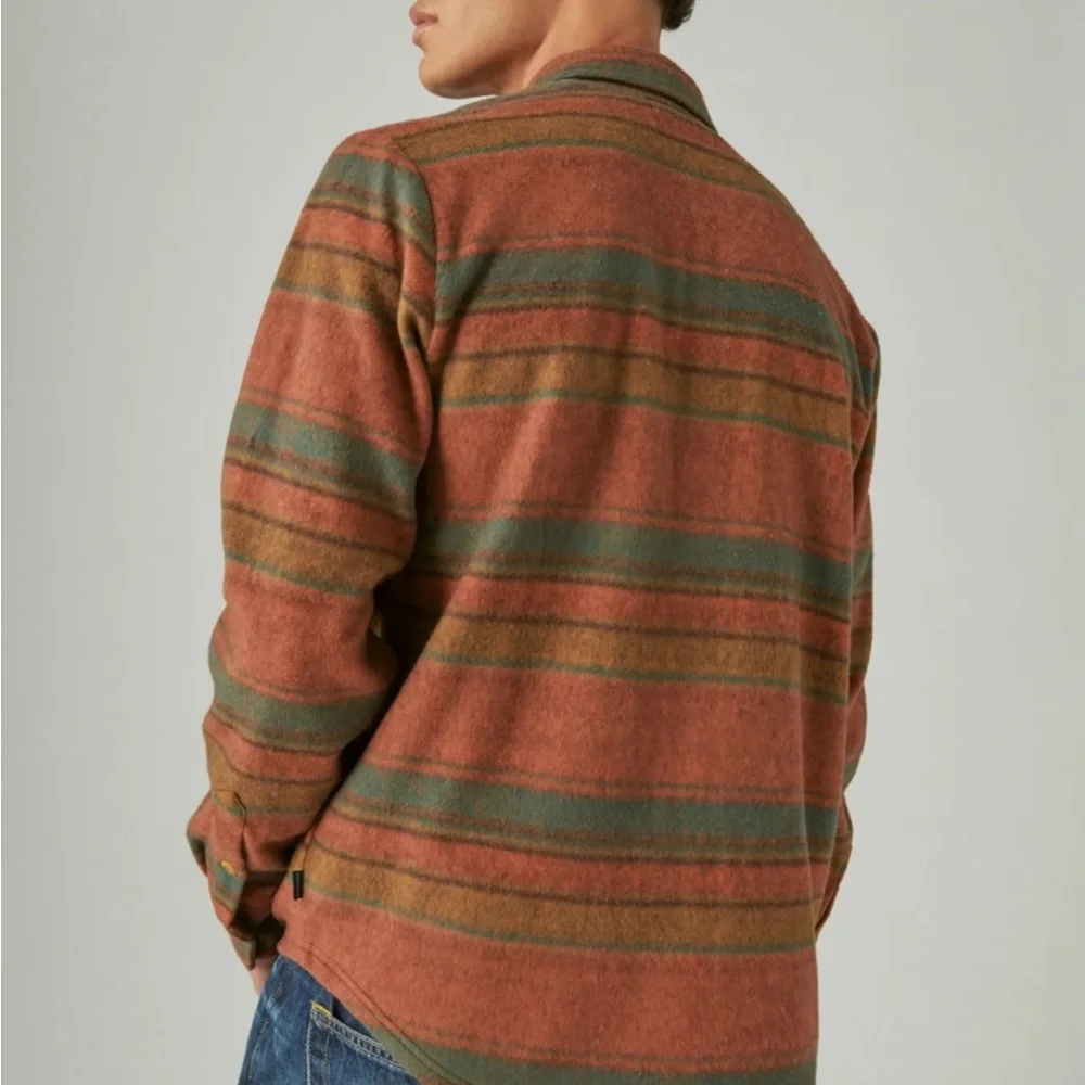 NWT Lucky Brand Southwestern Knit Shirt Jacket Small Orange Striped Shacket